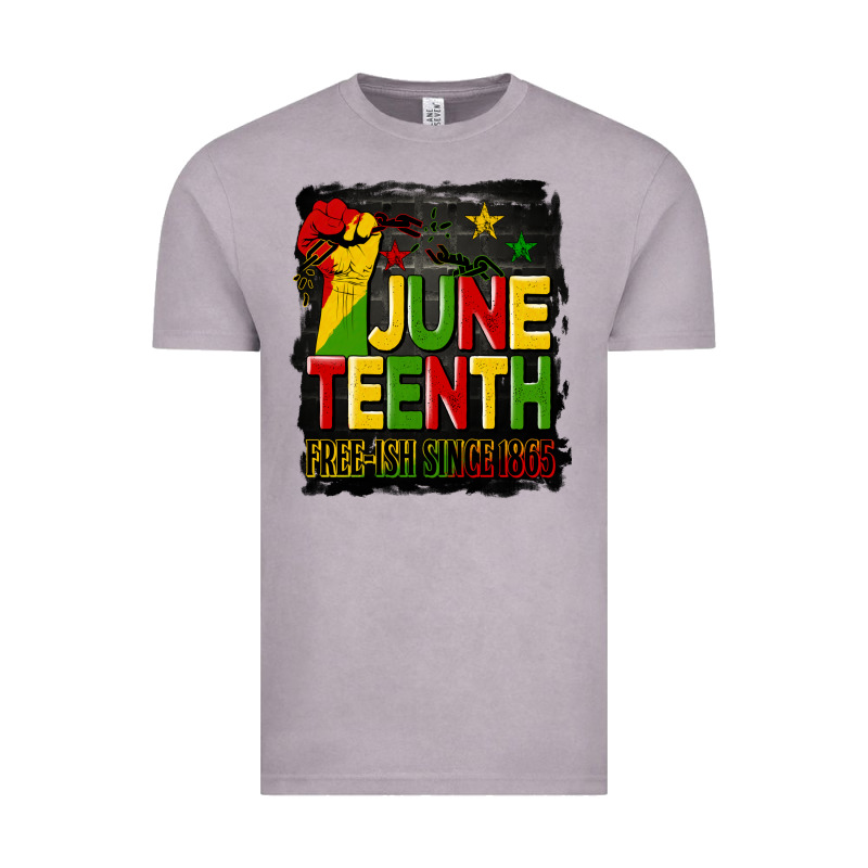 Juneteenth Fist Free Ish Since 1865 With Background Vintage Tee by HRA Design Shop | Teevron