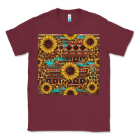 Burgundy sunflower and leopard seamless pattern Classic Tee - BundleAndBundleShop