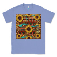 Colony Blue sunflower and leopard seamless pattern Classic Tee - BundleAndBundleShop