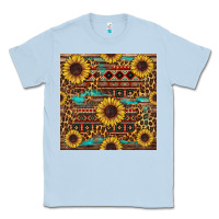 Dusty Blue sunflower and leopard seamless pattern Classic Tee - BundleAndBundleShop