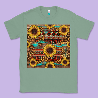 Sunflower And Leopard Seamless Pattern Classic Tee Designed By Bundleandbundleshop