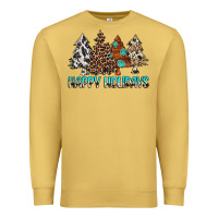 Antique Gold Happy Holidays Trees Premium Sweatshirt - MaliasSmallBusiness