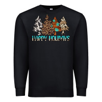 Black Happy Holidays Trees Premium Sweatshirt - MaliasSmallBusiness