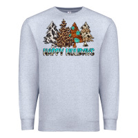 Heather Grey Happy Holidays Trees Premium Sweatshirt - MaliasSmallBusiness