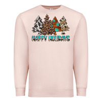 Pale Pink Happy Holidays Trees Premium Sweatshirt - MaliasSmallBusiness