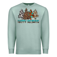 Seafoam Happy Holidays Trees Premium Sweatshirt - MaliasSmallBusiness