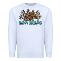 White Happy Holidays Trees Premium Sweatshirt - MaliasSmallBusiness