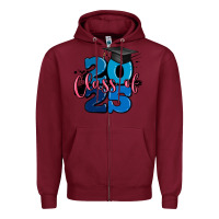 Burgundy class of 2025 Zipper Hoodie - MaliasSmallBusiness