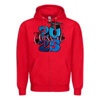 Red class of 2025 Zipper Hoodie - MaliasSmallBusiness