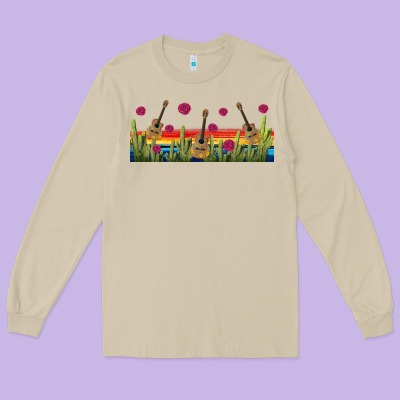 Mexican Sombrero Guitar Libbey Glass Long Sleeve Tee Designed By Bundleandbundleshop
