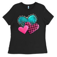 Black valentine's day hearts Ladies Tee - AdoDesignShop