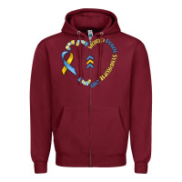 Burgundy world down syndrome day Zipper Hoodie - MaliasSmallBusiness