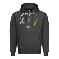 Charcoal Heather world down syndrome day Zipper Hoodie - MaliasSmallBusiness