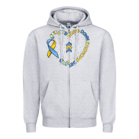 Heather Grey world down syndrome day Zipper Hoodie - MaliasSmallBusiness