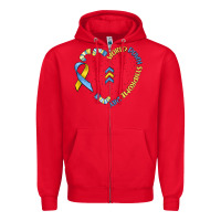 Red world down syndrome day Zipper Hoodie - MaliasSmallBusiness