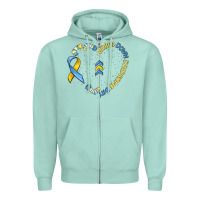 Seafoam world down syndrome day Zipper Hoodie - MaliasSmallBusiness