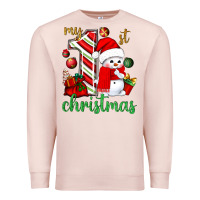Pale Pink My 1st. Christmas with cute snowman Premium Sweatshirt - NancyCooperArtShop