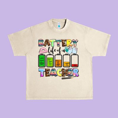 Battery Life Of A Teacher Urban Heavy Tee Designed By Adodesignshop