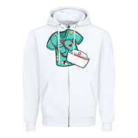 White custom name nurse scrubs   font easter risen Zipper Hoodie - MaliasSmallBusiness