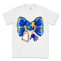 White Down Syndrome Ribbon Classic Tee - CowhideDigitalArt