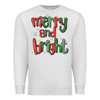 Oatmeal Heather merry and bright Premium Sweatshirt - MaliasSmallBusiness