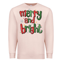 Pale Pink merry and bright Premium Sweatshirt - MaliasSmallBusiness