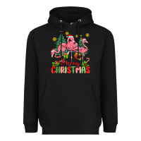 Black merry christmas flamingos Heavyweight Hoodie - MaliasSmallBusiness