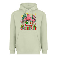 Matcha merry christmas flamingos Heavyweight Hoodie - MaliasSmallBusiness
