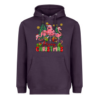 Plum merry christmas flamingos Heavyweight Hoodie - MaliasSmallBusiness