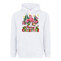 White merry christmas flamingos Heavyweight Hoodie - MaliasSmallBusiness