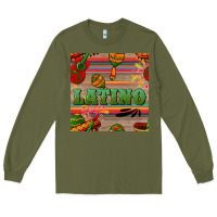 Army Green latino seamless pattern Long Sleeve Tee - BundleAndBundleShop