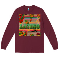 Burgundy latino seamless pattern Long Sleeve Tee - BundleAndBundleShop