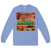 Colony Blue latino seamless pattern Long Sleeve Tee - BundleAndBundleShop