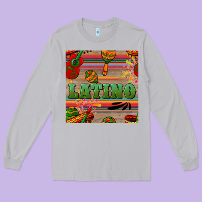 Latino Seamless Pattern Long Sleeve Tee Designed By Bundleandbundleshop