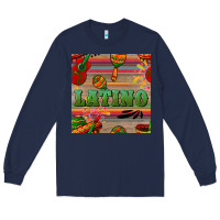 Navy latino seamless pattern Long Sleeve Tee - BundleAndBundleShop