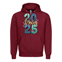 Burgundy senior 2025 Zipper Hoodie - MaliasSmallBusiness