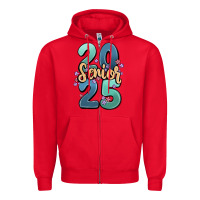 Red senior 2025 Zipper Hoodie - MaliasSmallBusiness
