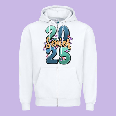 Senior 2025 Zipper Hoodie Designed By Maliassmallbusiness