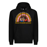 Black back to school rainbow hello fourth grade Premium Hoodie - AdoDesignShop