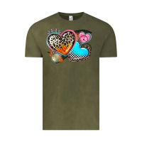 Vintage Olive western leopard  racing  hearts Vintage Tee - AdoDesignShop