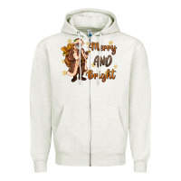 Oatmeal Heather merry and bright black santa Zipper Hoodie - MaliasSmallBusiness