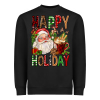 Black happy holiday santa claus christmas Heavyweight Sweatshirt - FaDigitalArtStudio