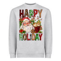 Heather Grey happy holiday santa claus christmas Heavyweight Sweatshirt - FaDigitalArtStudio