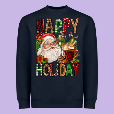 Happy Holiday Santa Claus Christmas Heavyweight Sweatshirt Designed By Fadigitalartstudio