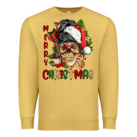 Antique Gold Merry Christmas skeleton messy bun Premium Sweatshirt - NancyCooperArtShop