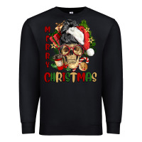 Black Merry Christmas skeleton messy bun Premium Sweatshirt - NancyCooperArtShop
