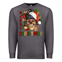 Charcoal Heather Merry Christmas skeleton messy bun Premium Sweatshirt - NancyCooperArtShop