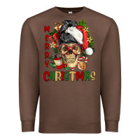 Chestnut Merry Christmas skeleton messy bun Premium Sweatshirt - NancyCooperArtShop