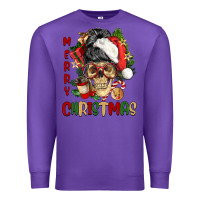 Purple Merry Christmas skeleton messy bun Premium Sweatshirt - NancyCooperArtShop