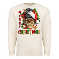Sandshell Merry Christmas skeleton messy bun Premium Sweatshirt - NancyCooperArtShop